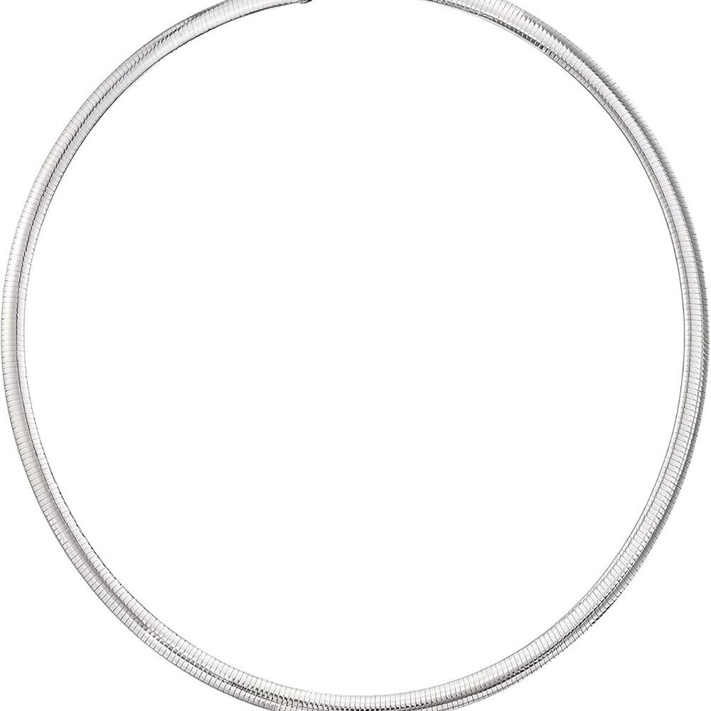 925 Sterling Silver 6MM Italian Solid Flat Omega Chain Necklace for Women - Made